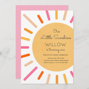 Invitation Boho Pink Notre Petit Soleil Fête Anniversaire