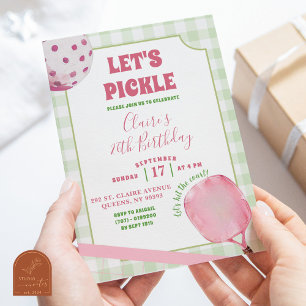 Invitation Boho Pink Preppy Pickleball Fille Anniversaire