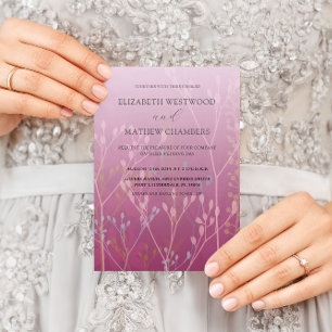 Invitation Boho Pink Wild Grasses & Folid Mariage