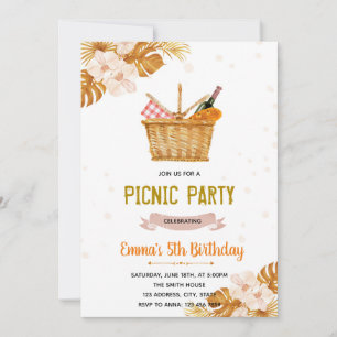 Invitation Boho pique-nique thé fête anniversaire
