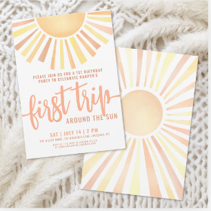 Invitation Boho Premier Tour du Soleil 1er Anniversaire