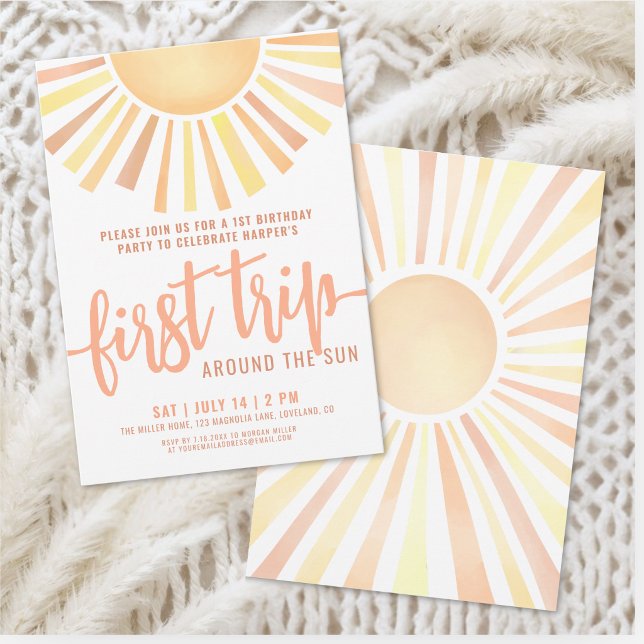 Invitation Boho Premier Tour du Soleil 1er Anniversaire (Boho First Trip Around The Sun 1st Birthday Invitation )