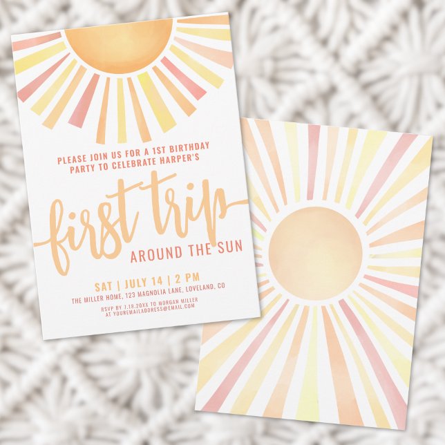 Invitation Boho Premier Tour du Soleil 1er Anniversaire (Boho First Trip Around The Sun 1st Birthday Invitation)
