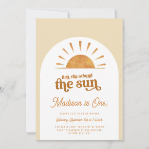 Invitation Boho Premier Voyage Autour Du Soleil 1Er Anniversa
