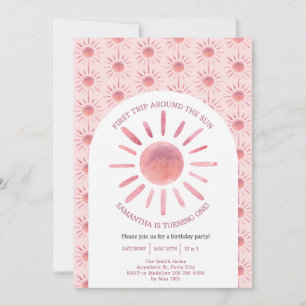 Invitation Boho Premier Voyage Autour Du Soleil 1Er Anniversa
