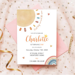 Invitation Boho Premier Voyage Autour Du Soleil 1Er Anniversa