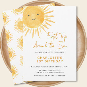 Invitation Boho Premier Voyage Autour du Soleil 1er Anniversa