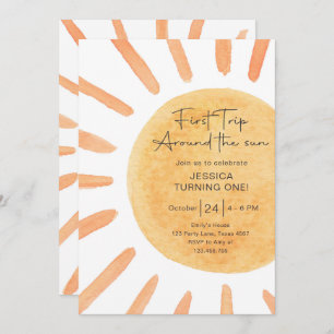 Invitation Boho Premier Voyage Autour Du Soleil 1Er Anniversa