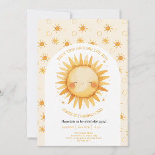 Invitation Boho Premier Voyage Autour Du Soleil 1Er Anniversa