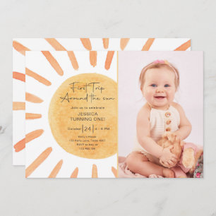 Invitation Boho Premier Voyage Autour Du Soleil 1Er Anniversa