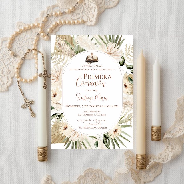 Invitation Boho Première Sainte Communion espagnole (Créateur téléchargé)