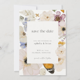 Invitation Boho Pressé Fleur séchée Enregistrer la date