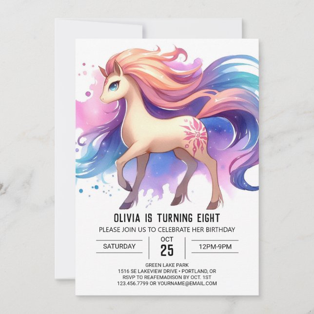 Invitation Boho Printable Cheval Anniversaire (Devant)