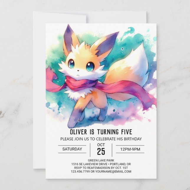 Invitation Boho Printable Renard Anniversaire (Devant)