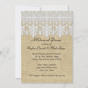 Invitation BOHO Printing Burlap n dentelle gitane Moderne Sty