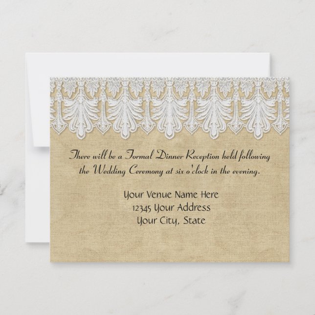 Invitation BOHO Printing Burlap n dentelle gitane Moderne Sty (Devant)