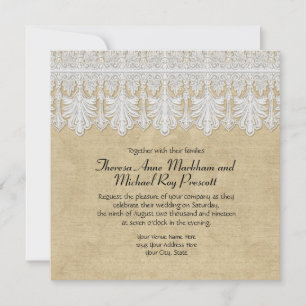 Invitation BOHO Printing Burlap n dentelle gitane Moderne Sty