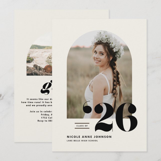 Invitation Boho Promotion 2025 Arche Photo de remise des dipl (Devant / Derrière)