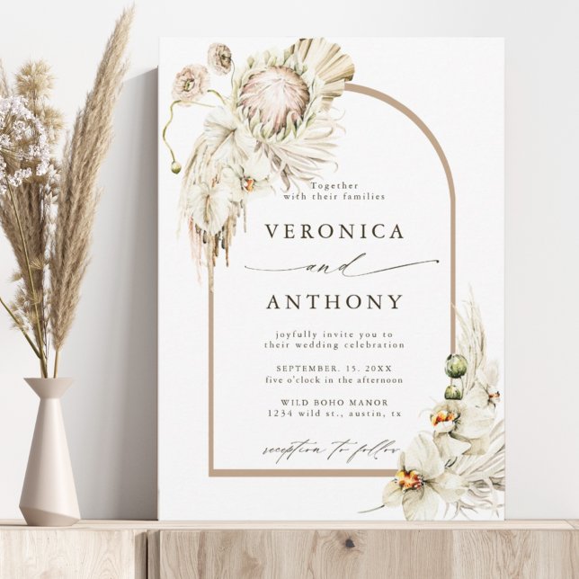 Invitation Boho Protea Pampas Grass Floral Arch Mariage (Créateur téléchargé)