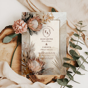 Invitation Boho Protea Pampas Grass Rustique Mariage Design