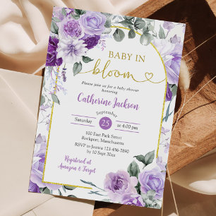 Invitation Boho Purple Floral Baby dans le Baby shower de fle