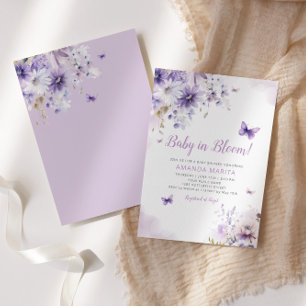 Invitation Boho Purple Floral Baby in Bloom Girl Baby shower