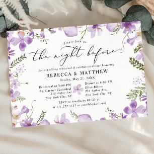 Invitation Boho Purple Floral La Nuit Avant Le Mariage