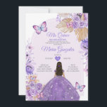 Invitation Boho Purple Mis Quince Lavande 15 Anos Crown<br><div class="desc">Boho Quinceañera Purple Lavender Argent Crown Invitation Mis Quince 15 Anos,  16e Anniversaire, </div>