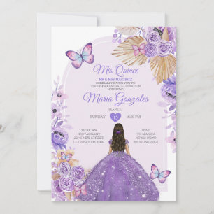 Invitation Boho Purple Mis Quince Lavande 15 Anos Crown