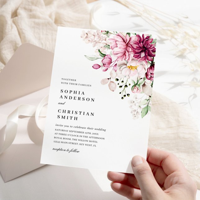 Invitation Boho Purple & Pies Roses Mariage de fleurs (Créateur téléchargé)