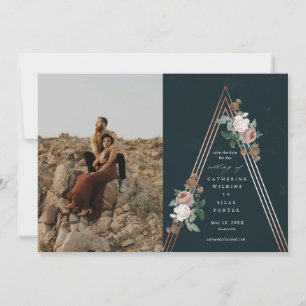 Invitation Boho pyramide florale photo mariage enregistrer la