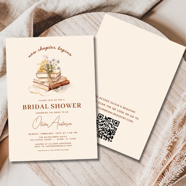 Invitation Boho QR Code Nouveau chapitre commence la Fête des (Créateur téléchargé)