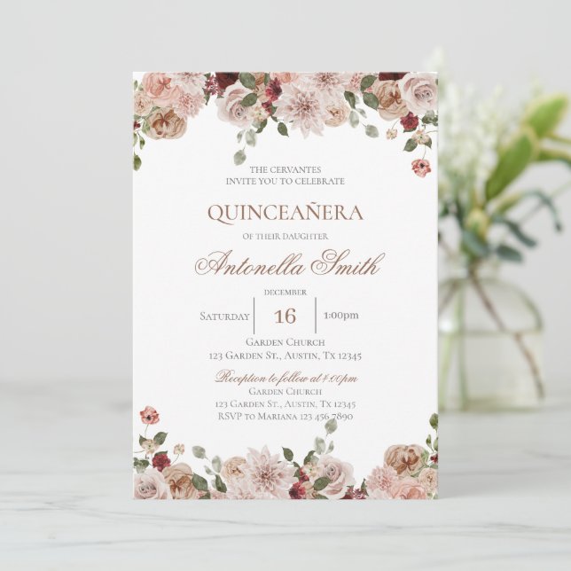 Invitation Boho Quinceanera (Debout devant)