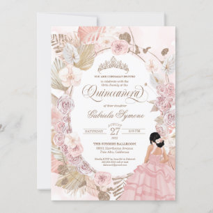 Invitation Boho Quinceanera Blush Rose séché Floral