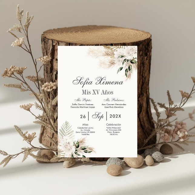 Invitation Boho Quinceanera espagnol  (Créateur téléchargé)