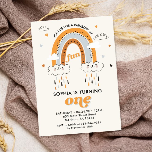 Invitation Boho Rainbow 1er anniversaire (Créateur téléchargé)