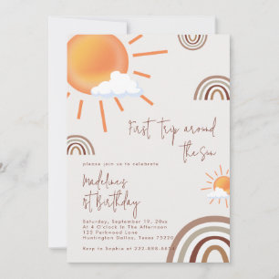 Invitation Boho Rainbow 1er Voyage Autour Du Soleil 1Er Anniv