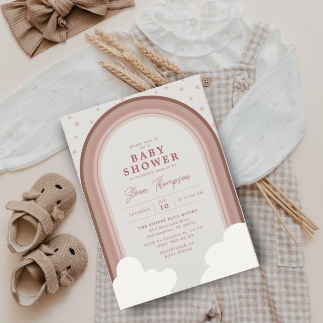 Invitation Boho Rainbow Baby shower Earthy Girl (Créateur téléchargé)