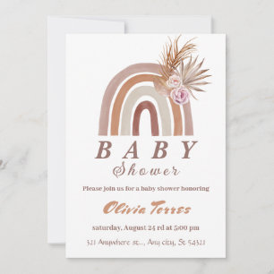 Invitation Boho Rainbow Baby shower Earthy Tones, Floral chic