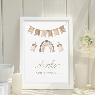 Invitation Boho Rainbow Boissons Baby shower neutre pour les