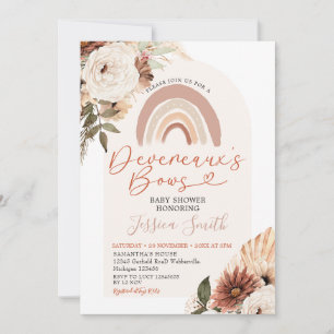 Invitation Boho Rainbow Floral Devereaux's Bows Baby shower