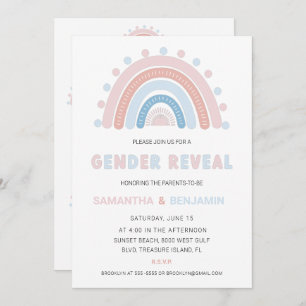 Invitation Boho Rainbow Genre Reveillez Invitation, Bleu & Ro