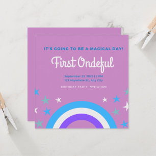 Invitation Boho Rainbow Girl Lovely First Onederday