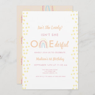 Invitation Boho Rainbow Girl Lovely Onederful Anniversaire