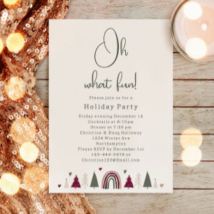 Invitation Boho Rainbow & Hearts Oh What Fun Holiday Party