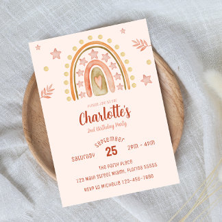 Invitation Boho Rainbow Little Girl Birthday Party