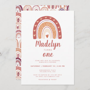Invitation Boho Rainbow Motif premier anniversaire