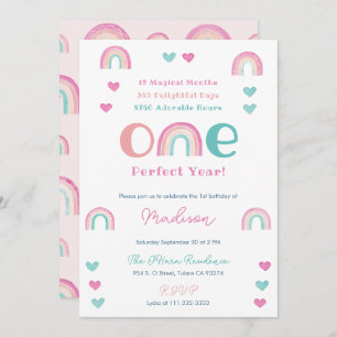 Invitation Boho Rainbow One Perfect Year 1st Birthday Party