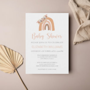 Invitation Boho Rainbow Pampas Grass Floral Baby shower rose