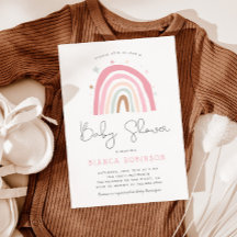 Boho Rainbow Pastel Baby shower fille rose